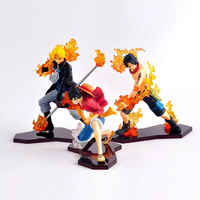 One Piece Figure Running Model Monkey D Luffy Portgas Ace Sabo Backpack Three Brothers PVC