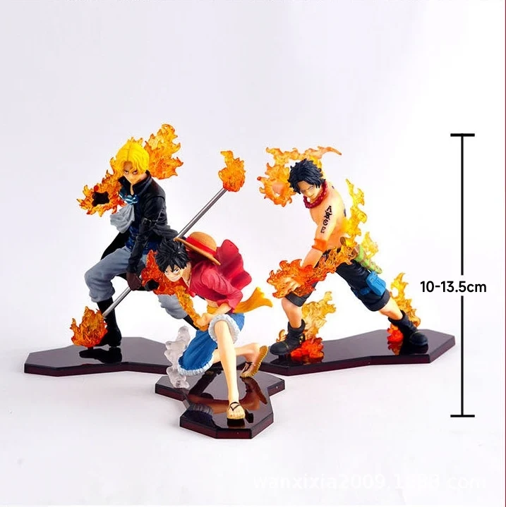 One Piece Figure Running Model Monkey D Luffy Portgas Ace Sabo Backpack Three Brothers PVC