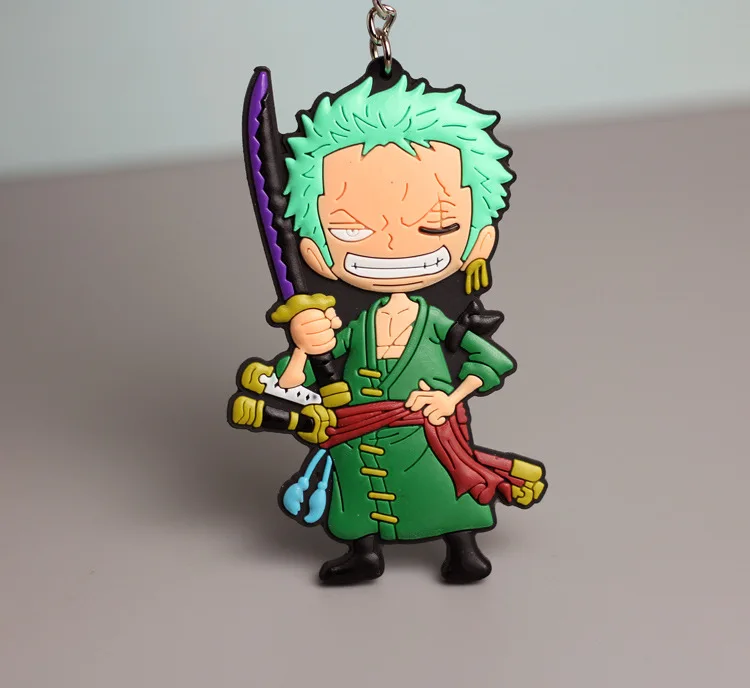 One Piece Rubber Keychain Kawaii Cartoons Luffy Zoro