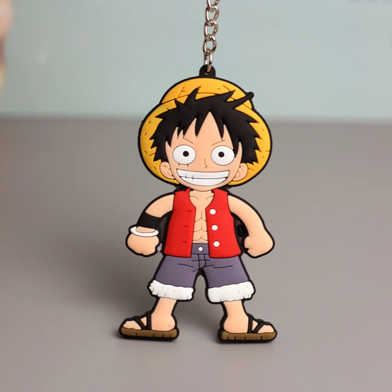 One Piece Rubber Keychain Kawaii Cartoons Luffy Zoro