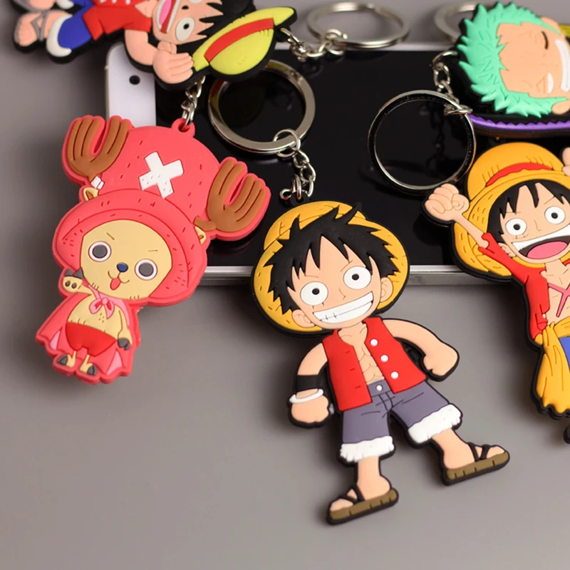 One Piece Rubber Keychain Kawaii Cartoons Luffy Zoro