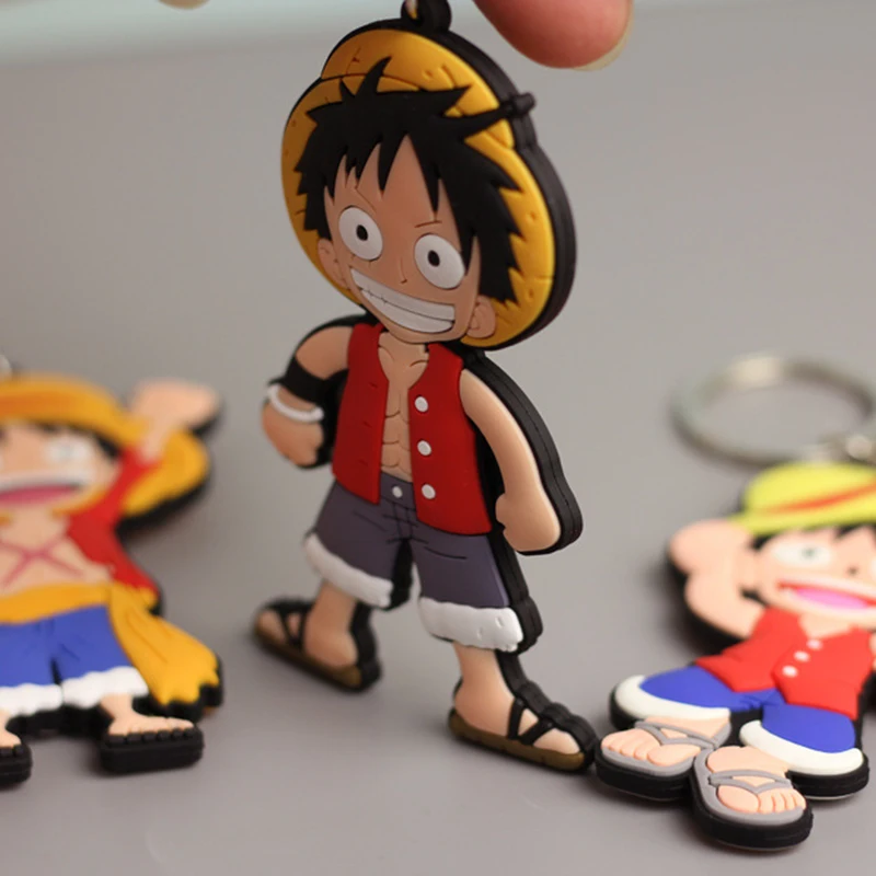 One Piece Rubber Keychain Kawaii Cartoons Luffy Zoro