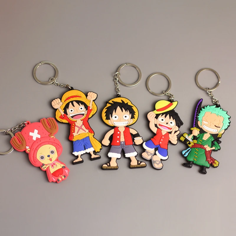 One Piece Rubber Keychain Kawaii Cartoons Luffy Zoro