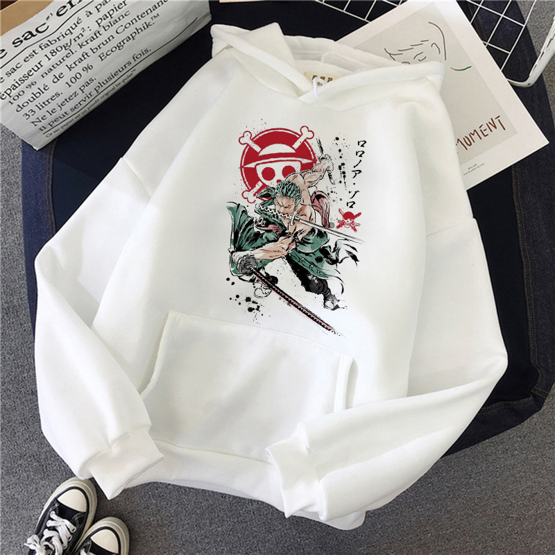 90s Kawaii Sweatshirt Female Male Roronoa Zoro Hoodie