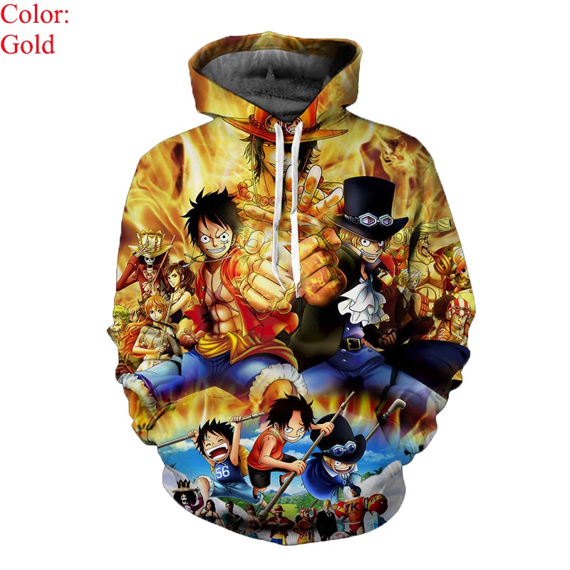 One Piece Hoodie 3D Print Pullover Luffy Ace Sabo