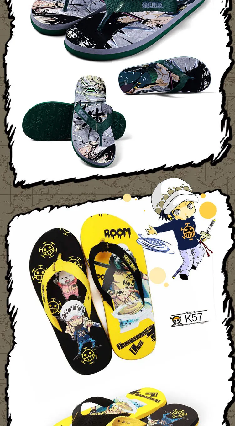 One Piece Luffy Law Slippers Flip Flops