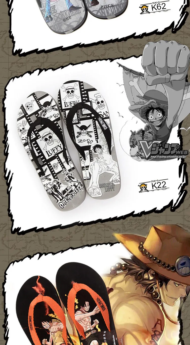 One Piece Luffy Law Slippers Flip Flops