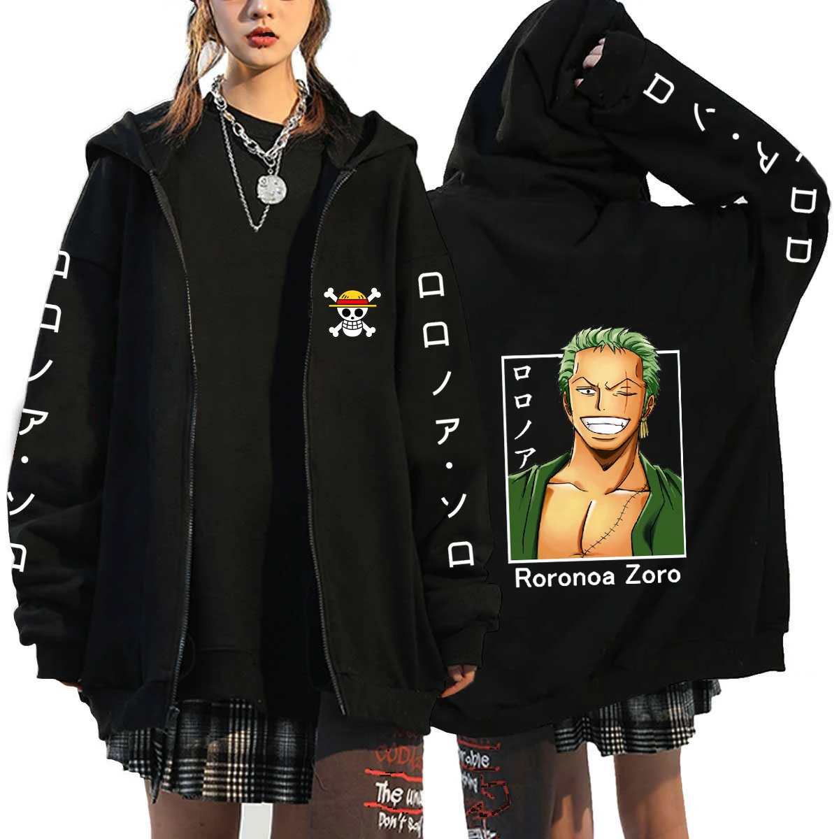 One Piece Luffy Zoro Oversized Sweatshirt Jacket