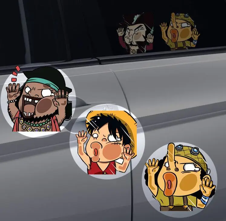 1pcs One Piece Luffy Sticke Game Funny Anime Peeking Glass Vinyl Decal Sticker For Car Window Laptop