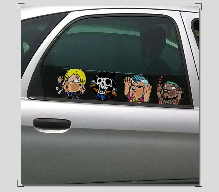 1pcs One Piece Luffy Sticke Game Funny Anime Peeking Glass Vinyl Decal Sticker For Car Window Laptop