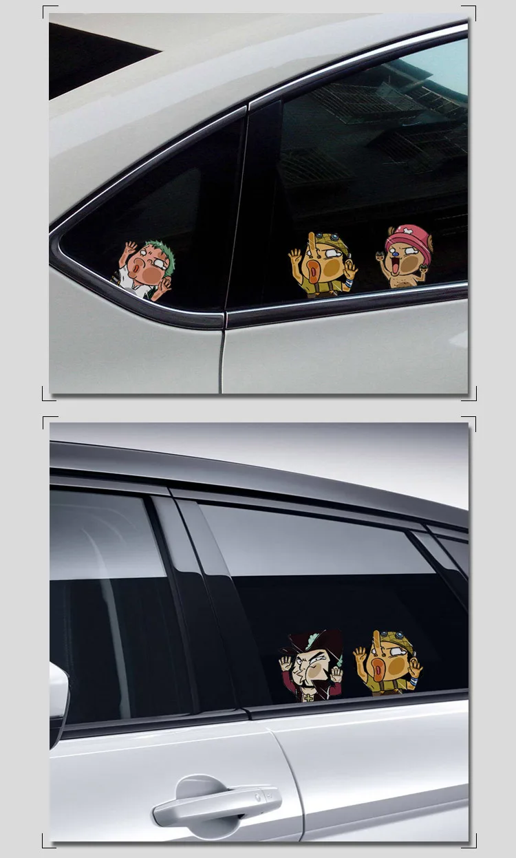 1pcs One Piece Luffy Sticke Game Funny Anime Peeking Glass Vinyl Decal Sticker For Car Window Laptop