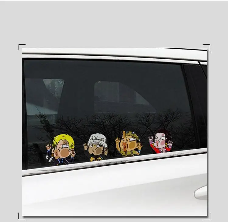 1pcs One Piece Luffy Sticke Game Funny Anime Peeking Glass Vinyl Decal Sticker For Car Window Laptop