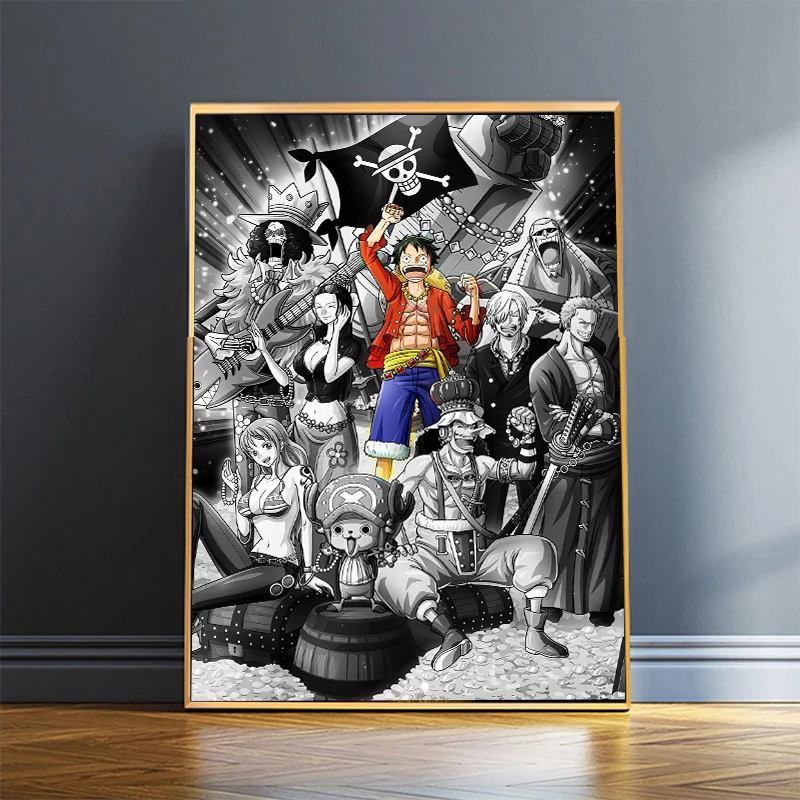 One Piece Luffy Zoro Posters Ink Canvas Painting