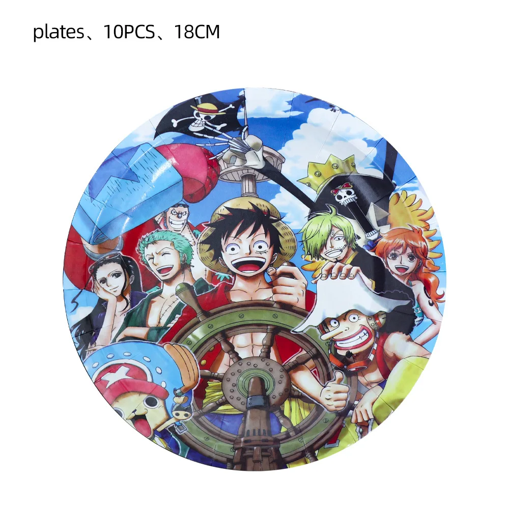 ONE PIECE Party Tableware Luffy Pltae Cup Balloon Banner Cake Topper Boy Birthday