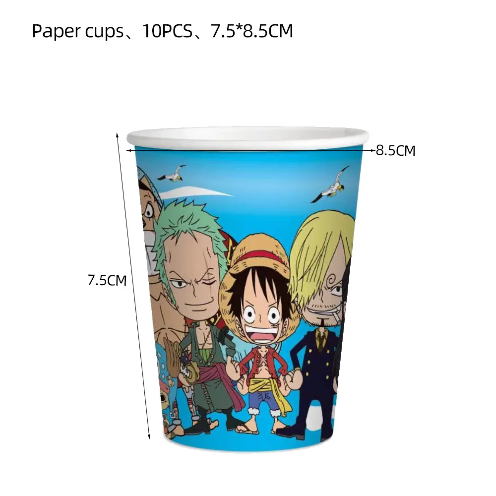 ONE PIECE Party Tableware Luffy Pltae Cup Balloon Banner Cake Topper Boy Birthday