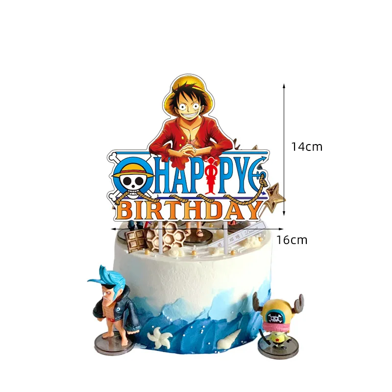 ONE PIECE Party Tableware Luffy Pltae Cup Balloon Banner Cake Topper Boy Birthday