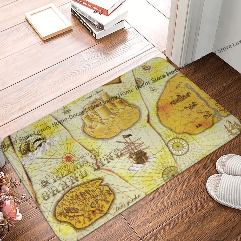 One Piece Bathroom Mat Map Doormat Flannel Carpet Balcony Rug