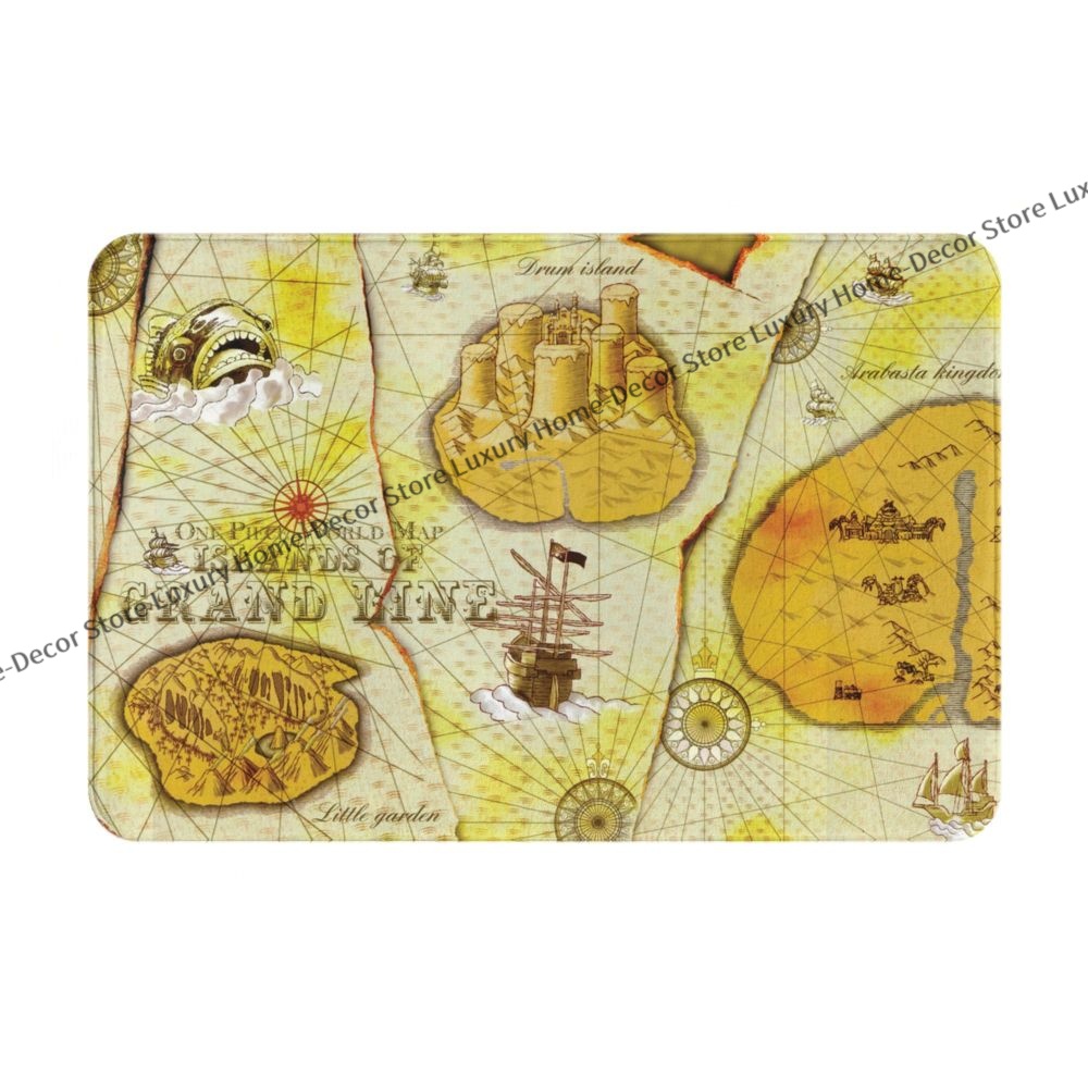 One Piece Bathroom Mat Map Doormat Flannel Carpet Balcony Rug