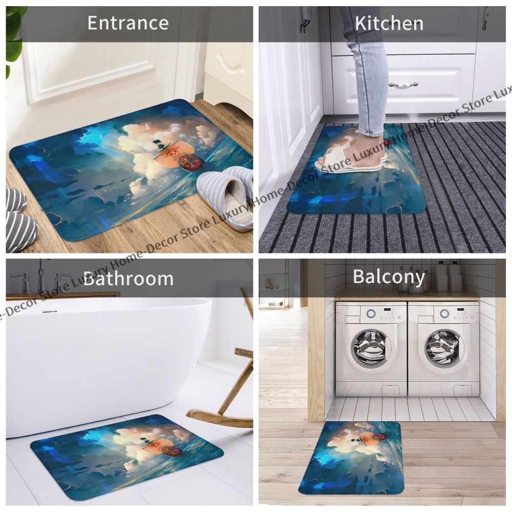 One Piece Bath Non-Slip Carpet Thousand Sunny Flannel Mat Entrance Doormat