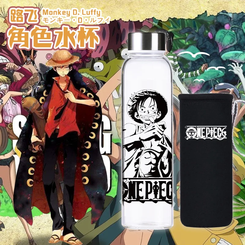 One Piece Glass Cup Monkey D Luffy Cartoon Figure Stainless Steel Water Bottle