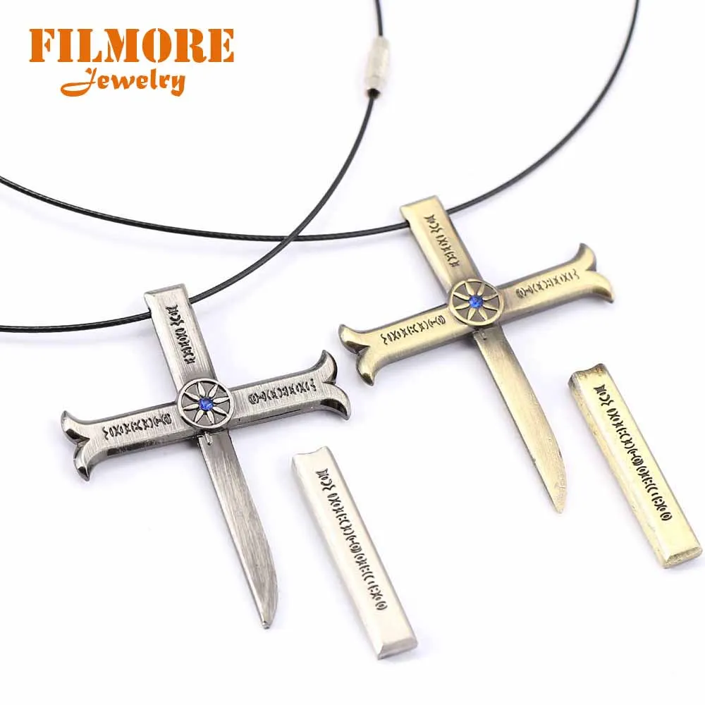 Dracule Mihawk Cross Sword Kogatana Zinc Alloy Necklaces