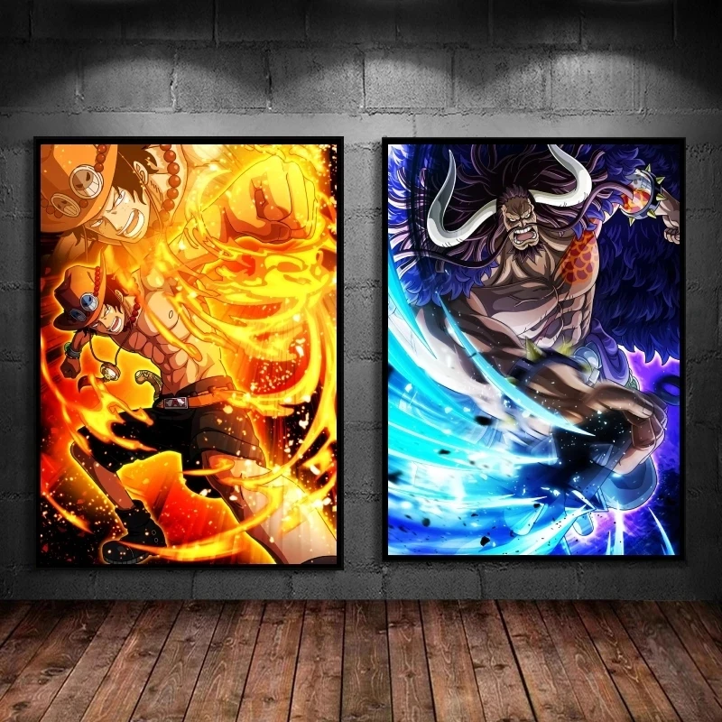 One Piece Canvas Art: Roronoa Zoro and Portgas D. Ace Posters with Fram