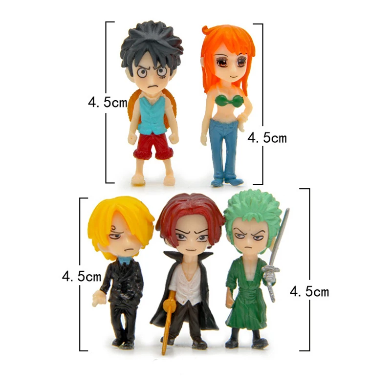 5pcs Mini Pop Sanji Luffy Zoro Nami 4.5cm