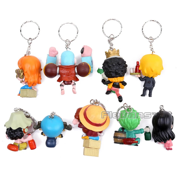 9pcs One Piece Luffy Nami Zoro Chopper Robin Brook Usopp Franky Sanji Keychains