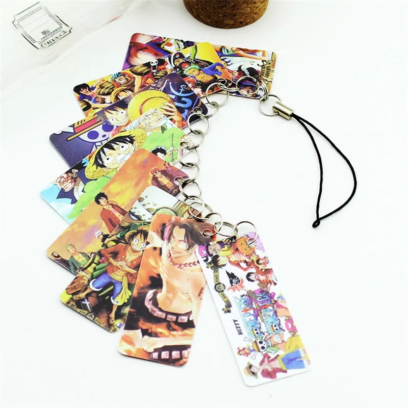 Anime ONE PIECE Pvc Card String Keychain 8 pcs