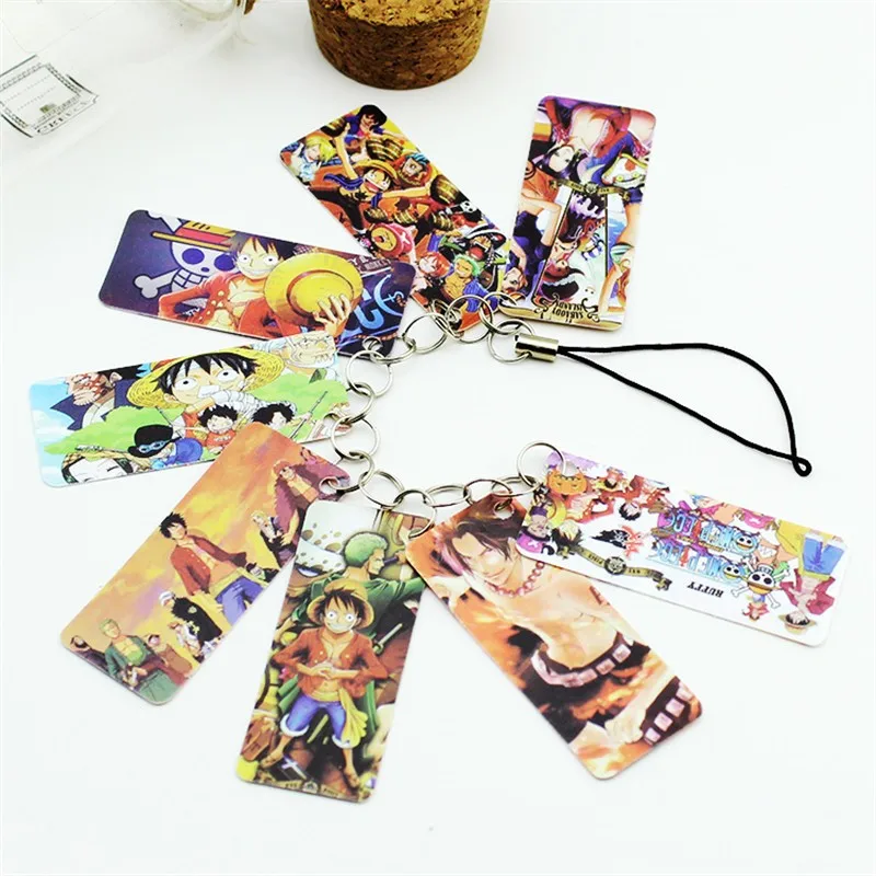 Anime ONE PIECE Pvc Card String Keychain 8 pcs