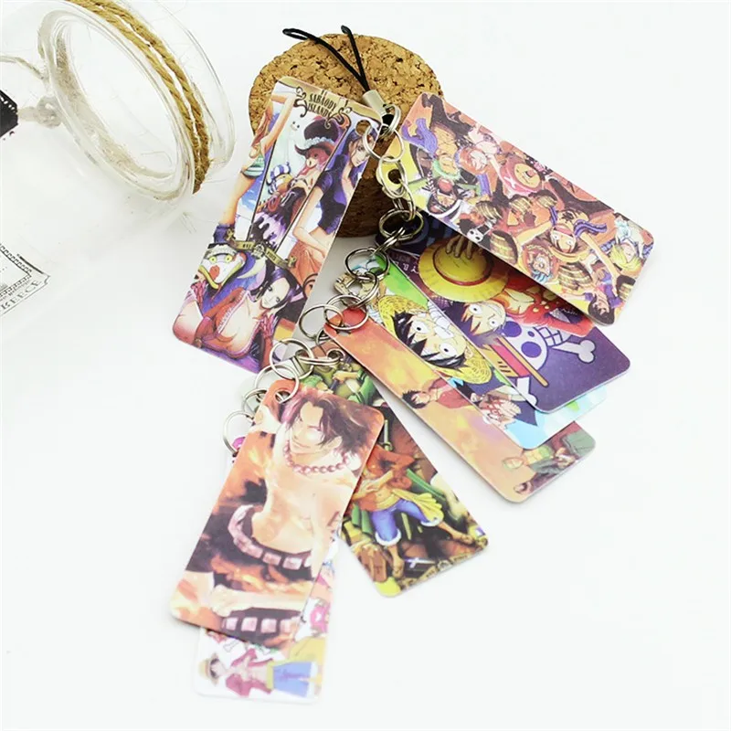 Anime ONE PIECE Pvc Card String Keychain 8 pcs