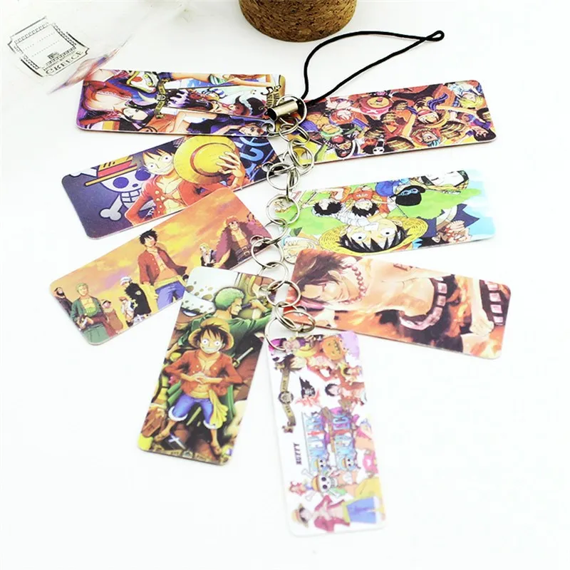 Anime ONE PIECE Pvc Card String Keychain 8 pcs