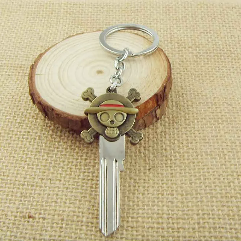 One Piece Luffy Straw Hat Skull Double Pendants Keychain