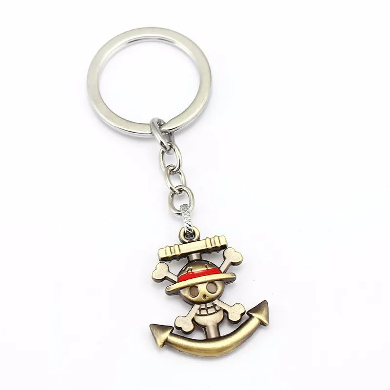 3 Colors One Piece Luffy Skull Pendants Keychain