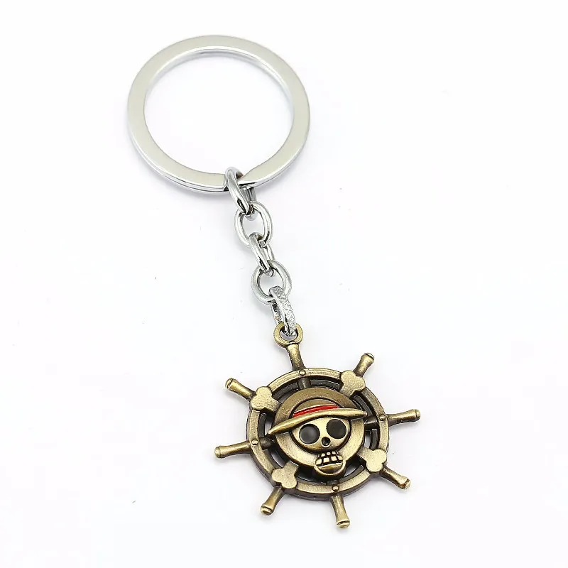 3 Colors One Piece Luffy Skull Pendants Keychain