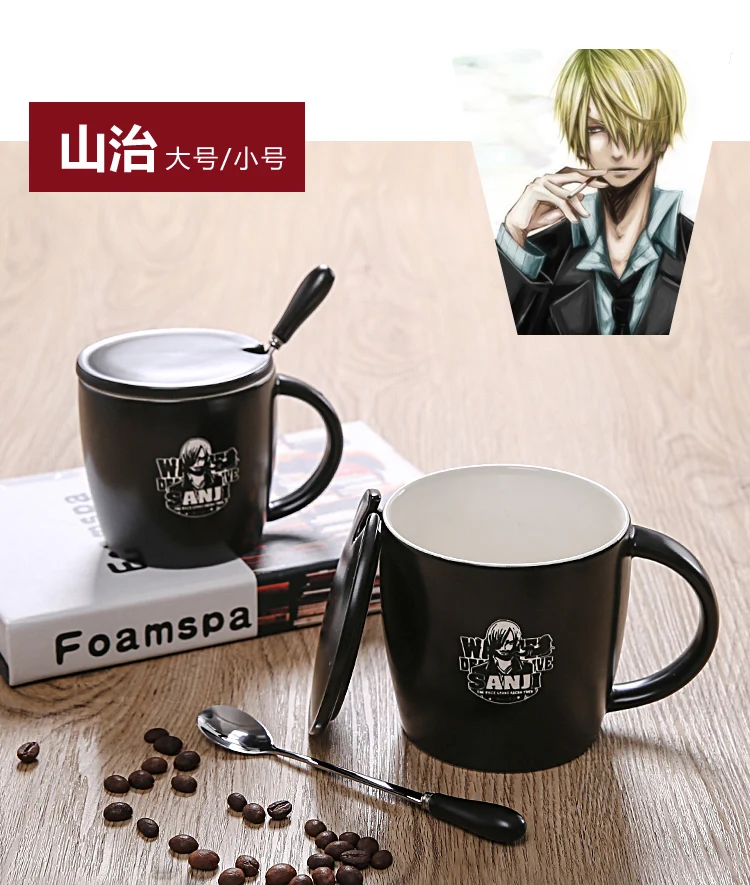 One Piece Coffee mug ceramic luffy zero ace cup with cover