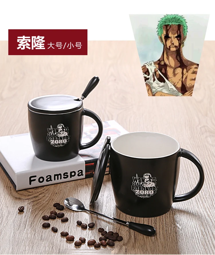 One Piece Coffee mug ceramic luffy zero ace cup with cover