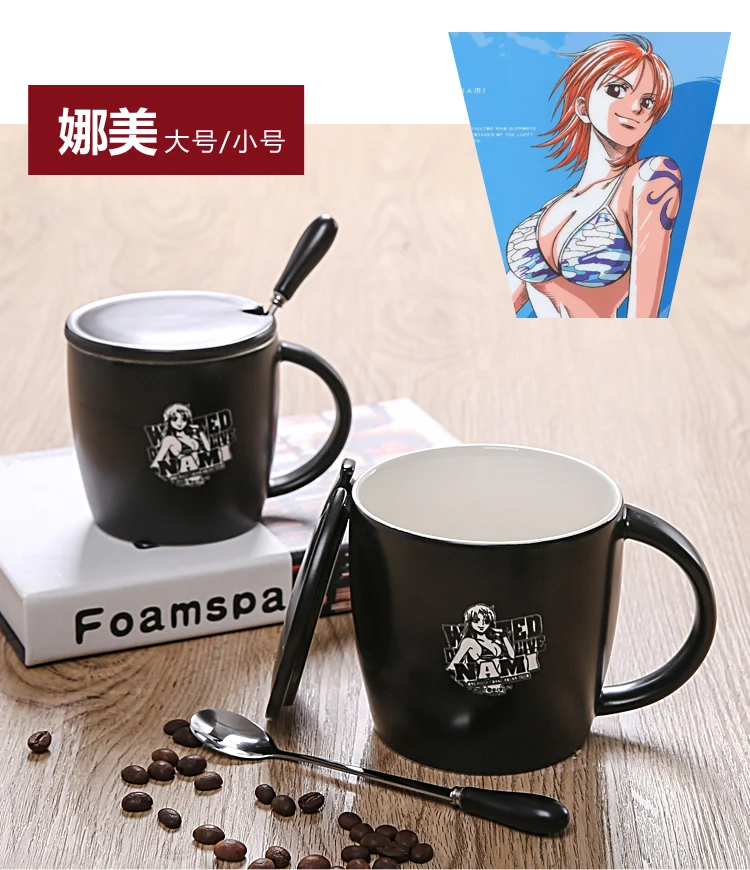 One Piece Coffee mug ceramic luffy zero ace cup with cover