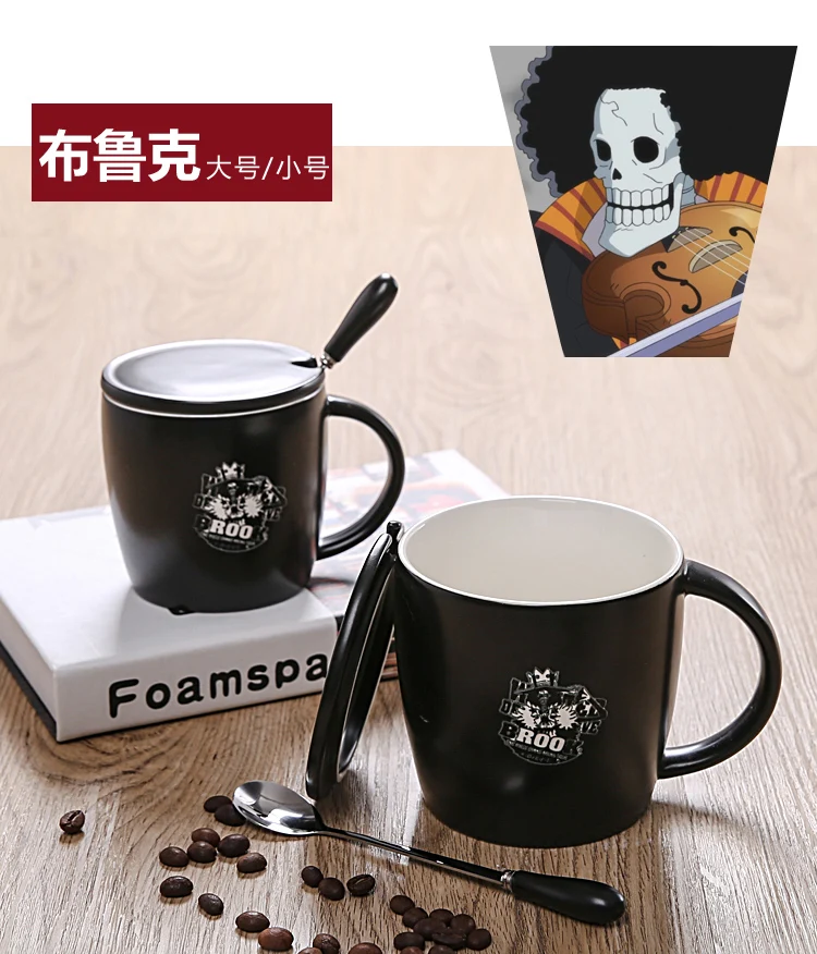 One Piece Coffee mug ceramic luffy zero ace cup with cover