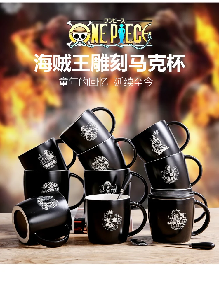 One Piece Coffee mug ceramic luffy zero ace cup with cover