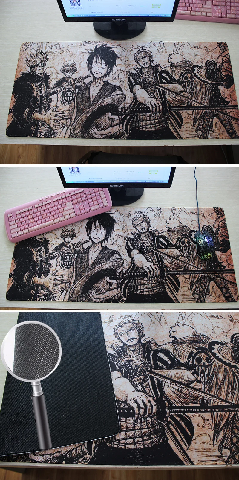 Very Large One Piece gaming mouse pad table mat 90x40cm