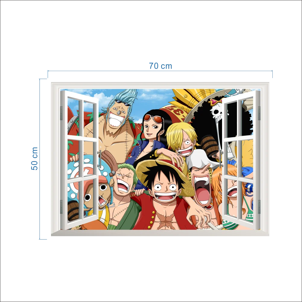 Luffy One Piece Amine Comic 3D Window Wall Sticker