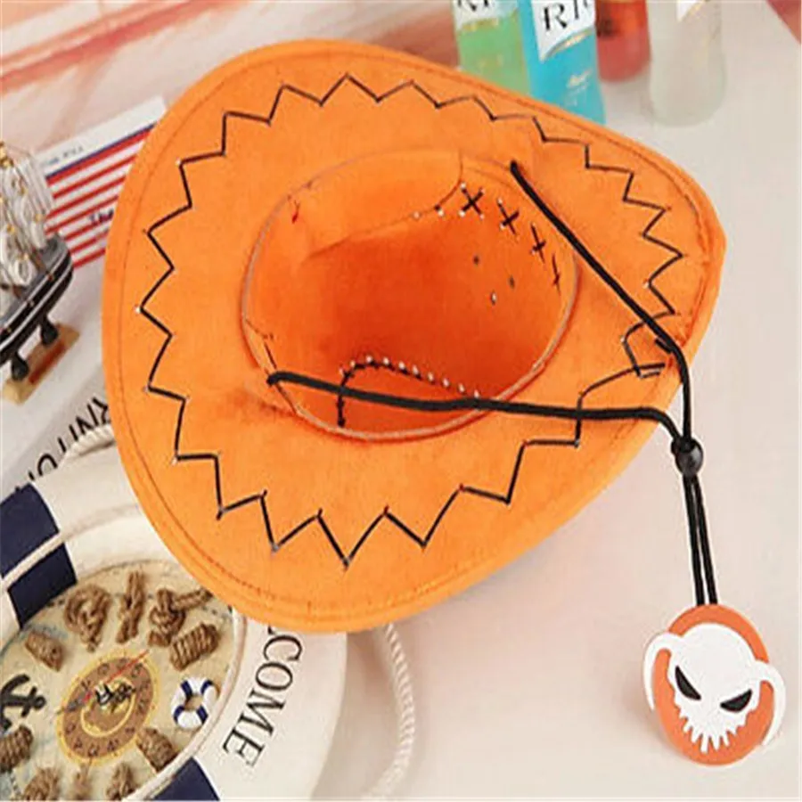 One piece Portgas.D. Ace Orange Cowboy Anime Hat