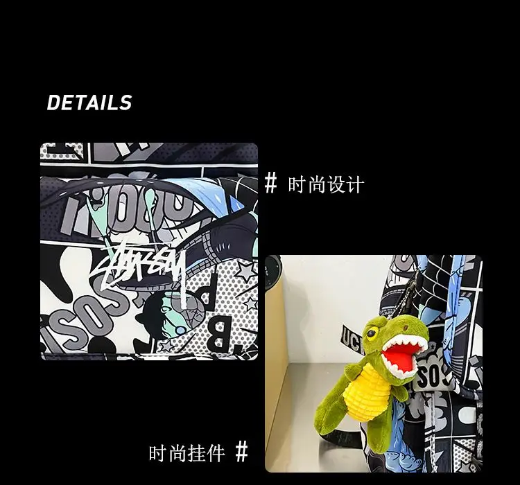 One Piece School Bag for Men and Women Large Capacity Graffiti Backpack Student Creative Personality Backpack Kid Holiday Gifts