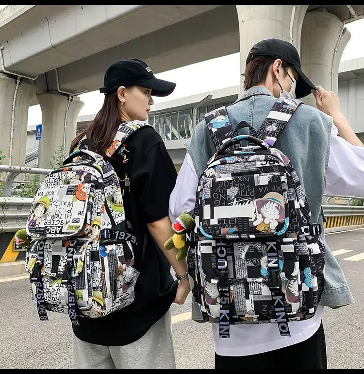 One Piece School Bag for Men and Women Large Capacity Graffiti Backpack Student Creative Personality Backpack Kid Holiday Gifts