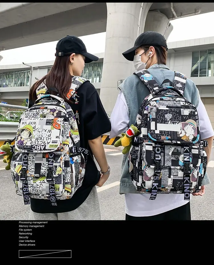 One Piece School Bag for Men and Women Large Capacity Graffiti Backpack Student Creative Personality Backpack Kid Holiday Gifts