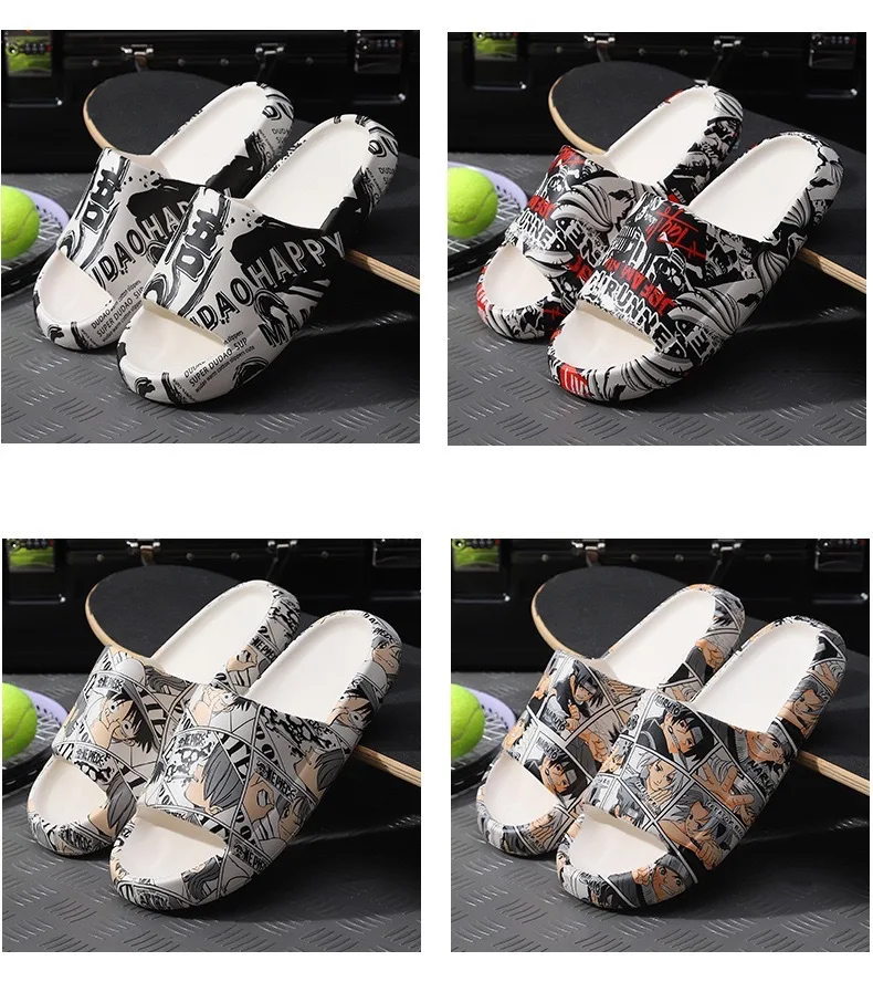 Naruto Anime Uchiha Itachi Akatsuki Slippers Fashion Trend Slipper Home Indoor Thick Bottom Non-Slip Comfortable Couple Slipper