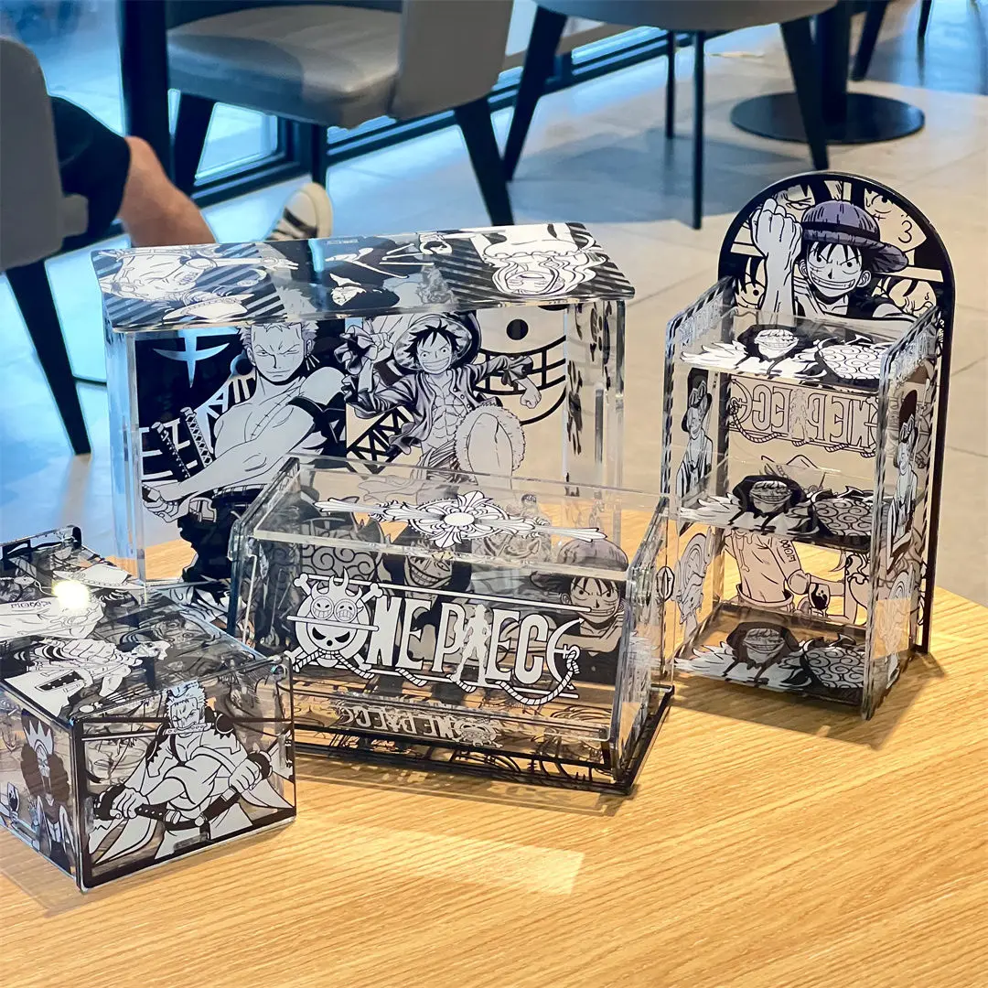 One Piece Anime Acrylic Splicing Storage Box DIY Removable Storage Rack Candy Box Pen Holder Desktop Storage Basket Decoration