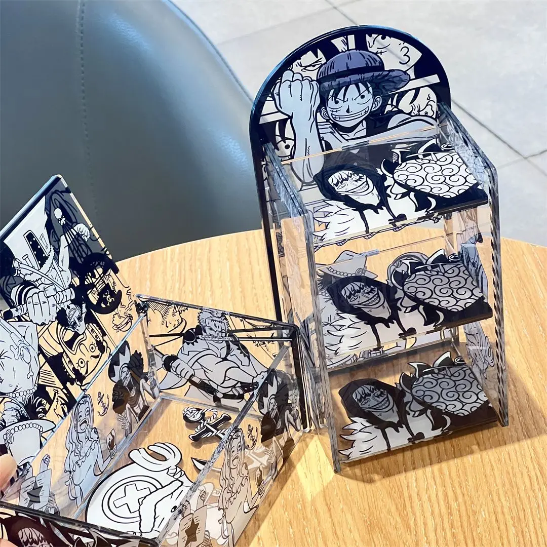 One Piece Anime Acrylic Splicing Storage Box DIY Removable Storage Rack Candy Box Pen Holder Desktop Storage Basket Decoration